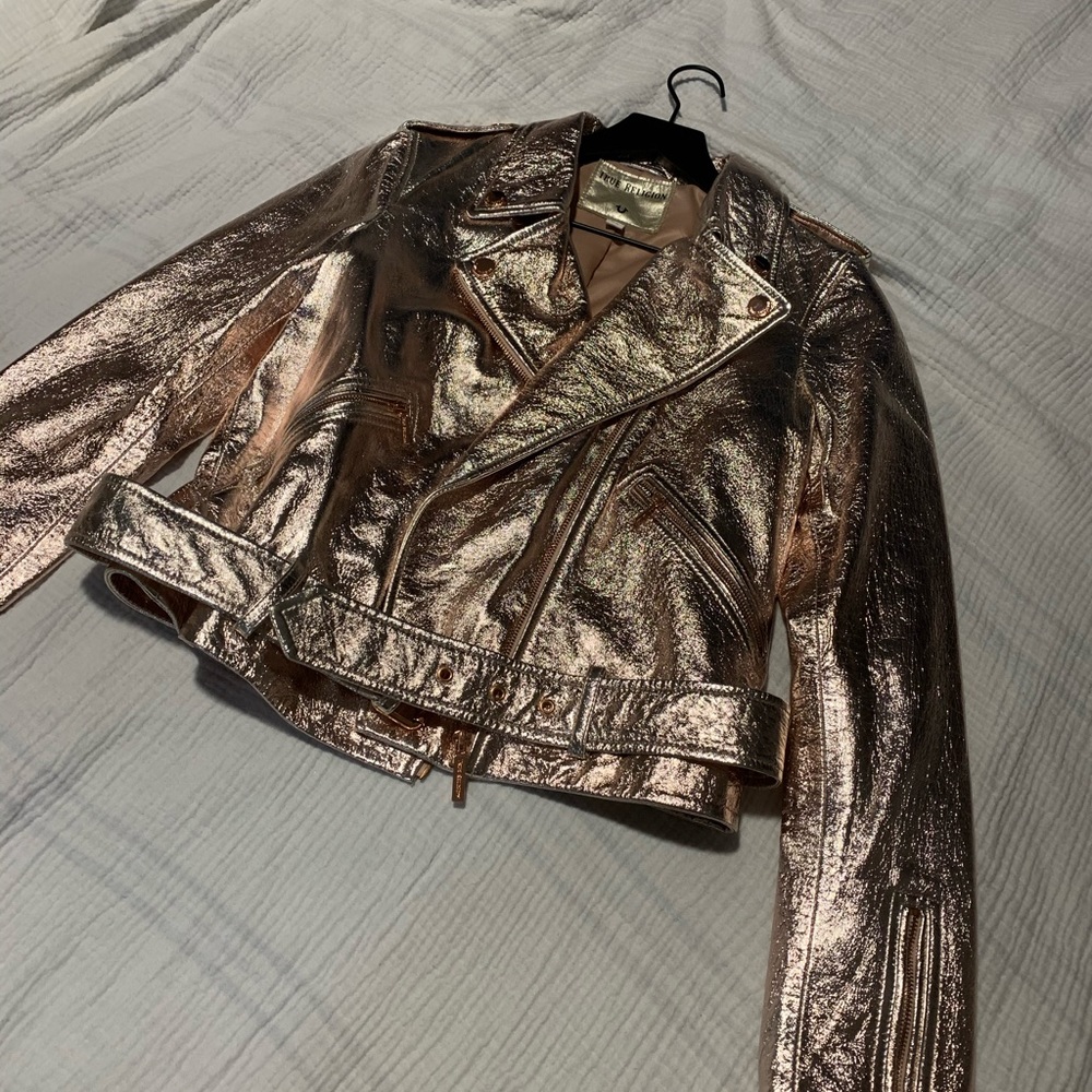 True Religion Rose Gold Genuine Leather Jacket